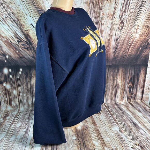 Vintage Jerzees Sz Large Blue Bird House Crewneck Sweatshirt Top Granny Grandma - Picture 3 of 9